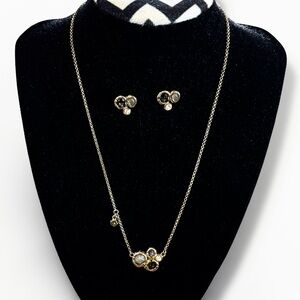 Banana Republic Blue City Pendant Necklace and Cluster Earings Set